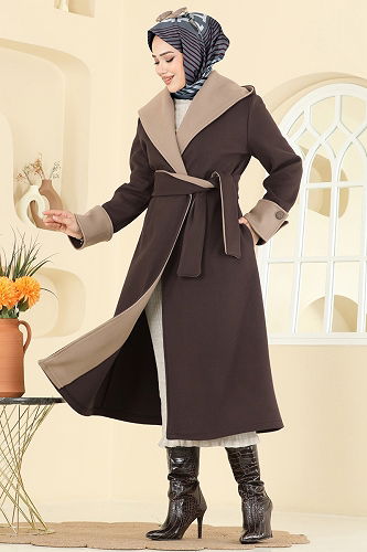 moda selvim Coat 6662YG95 Bitter Brown - Thumbnail