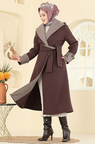 moda selvim Coat 6662YG95 Brown - Thumbnail