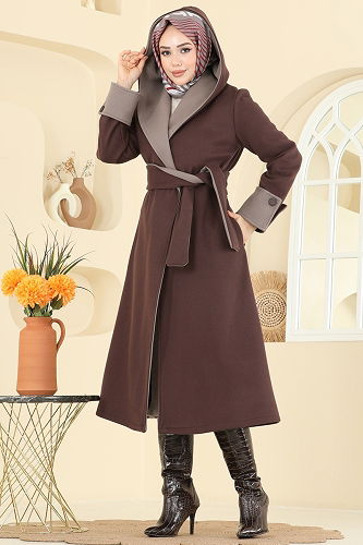 moda selvim Coat 6662YG95 Brown - Thumbnail