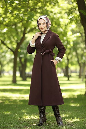 moda selvim Coat 6663YG95 Bitter Brown - Thumbnail