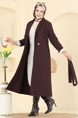 moda selvim Coat 6663YG95 Bitter Brown - Thumbnail