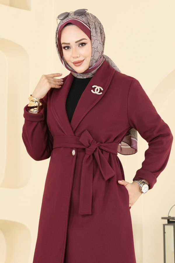 Coat 6663YG95 Burgundy - Moda Selvim
