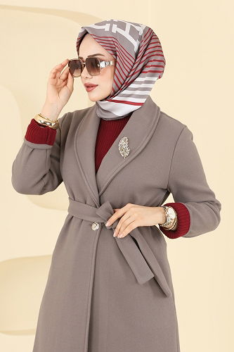 moda selvim معطف بيج غامق 6663YG95 - Thumbnail