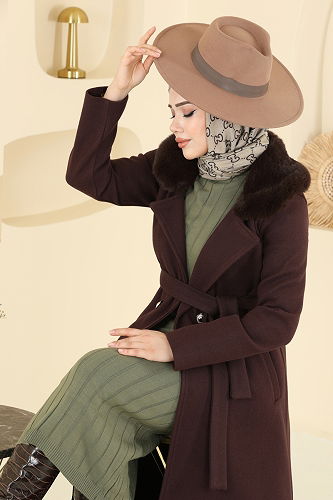 moda selvim Coat 6664YG95 Bitter Brown - Thumbnail
