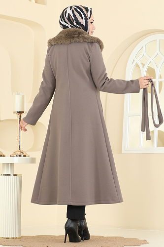 moda selvim معطف بيج غامق 6664YG95 - Thumbnail