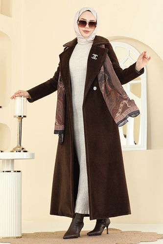 moda selvim Coat 6665YG95 Brown - Thumbnail