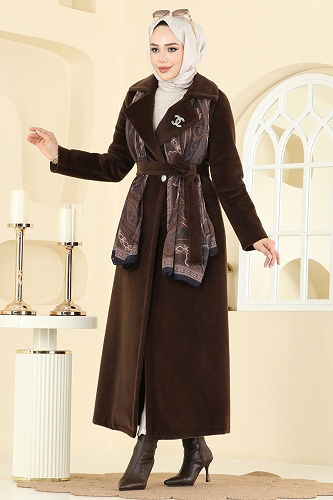 moda selvim Coat 6665YG95 Brown - Thumbnail