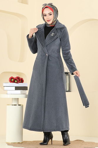 moda selvim Coat 6665YG95 Gray - Thumbnail