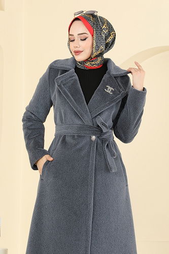 moda selvim Coat 6665YG95 Gray - Thumbnail