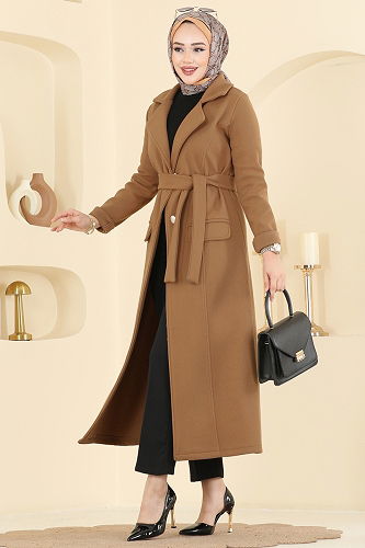 moda selvim Coat 6666YG95 Camel - Thumbnail