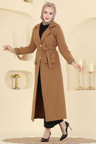 moda selvim Coat 6666YG95 Camel - Thumbnail
