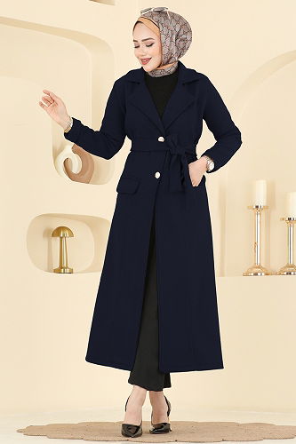 moda selvim Coat 6666YG95 Navy Blue - Thumbnail