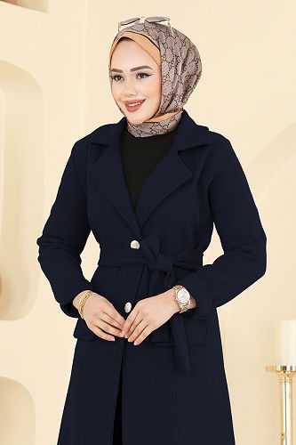 moda selvim Coat 6666YG95 Navy Blue - Thumbnail
