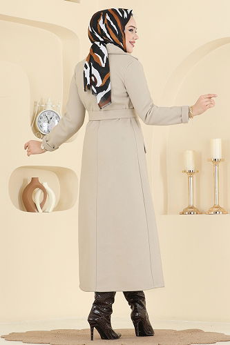 moda selvim Coat 6666YG95 Stone - Thumbnail