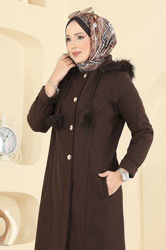moda selvim Coat 6667YG95 Bitter Brown - Thumbnail