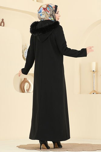 moda selvim Coat 6667YG95 Black - Thumbnail