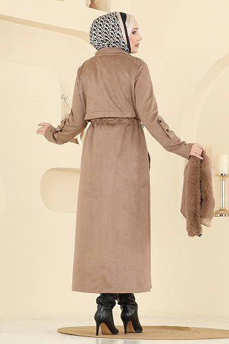 moda selvim معطف بيج غامق 6670YG95 - Thumbnail