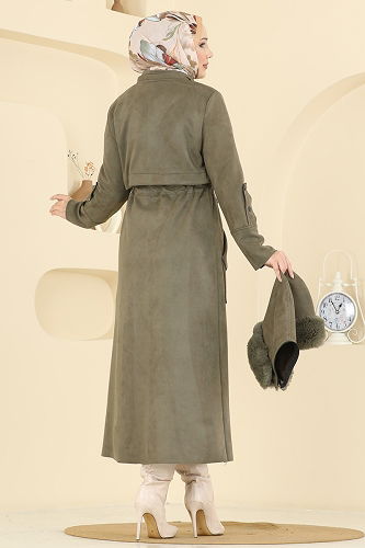 moda selvim Coat 6670YG95 Khaki - Thumbnail