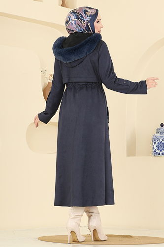 moda selvim Coat 6670YG95 Navy Blue - Thumbnail