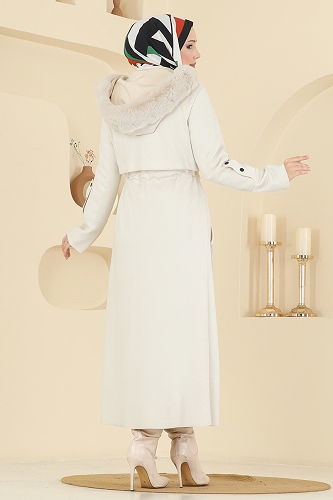 moda selvim Coat 6670YG95 Stone - Thumbnail