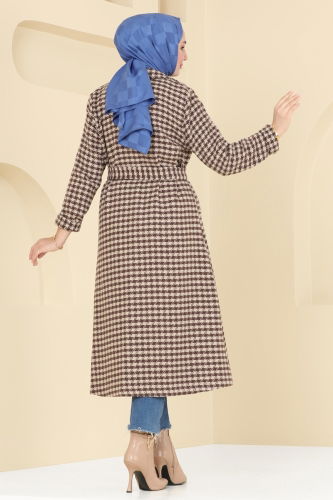 moda selvim Coat 6889S324 Pattern1 Brown&Vision - Thumbnail