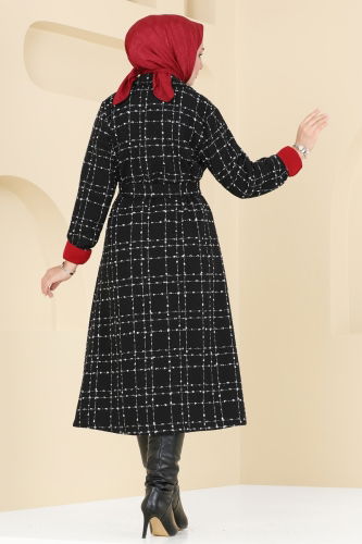 moda selvim Coat 6889S324 Black - Thumbnail