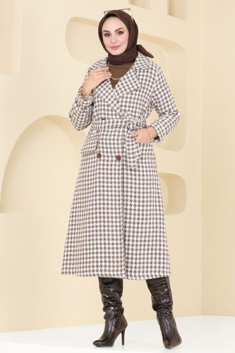 moda selvim Coat 6889S324 Pattern1 Vision&Ecru - Thumbnail