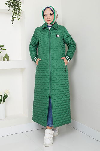 moda selvim Coat 7004ZNR1012-M Emerald - Thumbnail