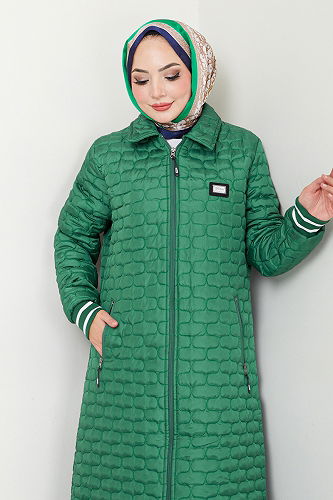 moda selvim Coat 7004ZNR1012-M Emerald - Thumbnail