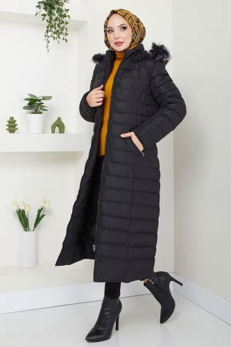 moda selvim Coat 7010ZNE1011-1 Black - Thumbnail