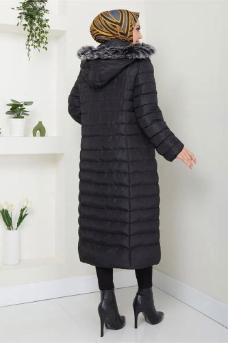 moda selvim Coat 7010ZNE1011-1 Black - Thumbnail