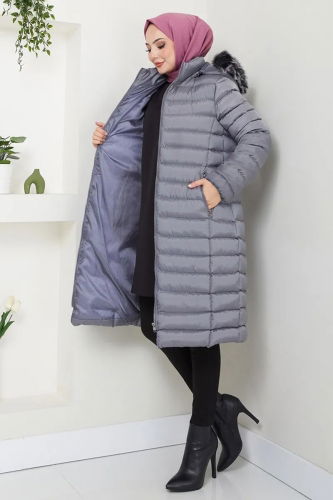 moda selvim Coat 7010ZNE1011-1 Gray - Thumbnail