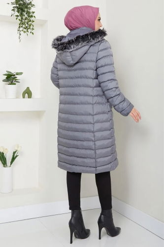 moda selvim Coat 7010ZNE1011-1 Gray - Thumbnail