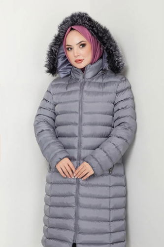 moda selvim Coat 7010ZNE1011-1 Gray - Thumbnail