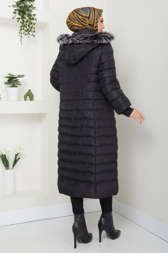 moda selvim Coat 7010ZNE1011 Black - Thumbnail