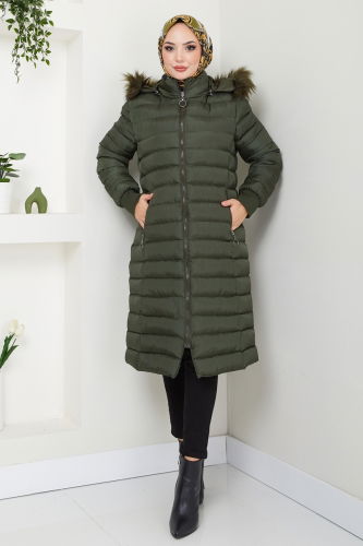 moda selvim Coat 7010ZNE1011 Khaki - Thumbnail