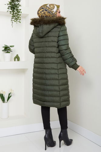 moda selvim Coat 7010ZNE1011 Khaki - Thumbnail