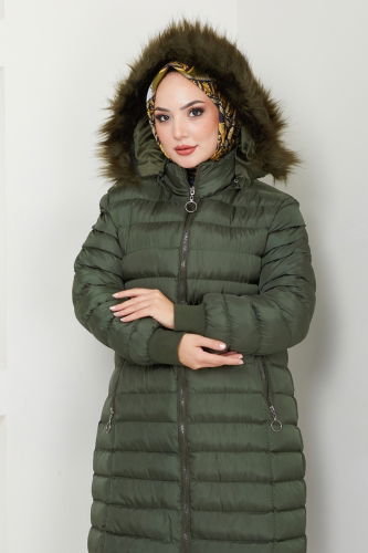 moda selvim Coat 7010ZNE1011 Khaki - Thumbnail