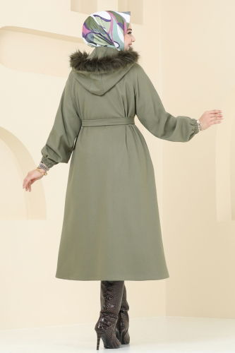 moda selvim Coat 7016TRT545 Almond Green - Thumbnail