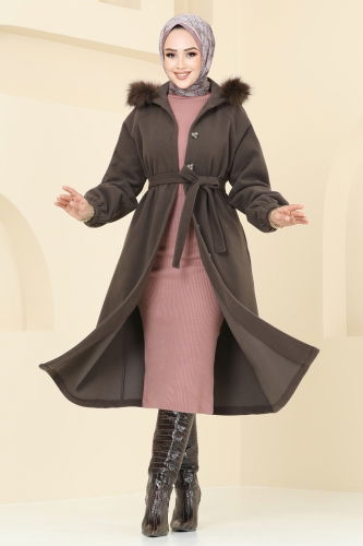 moda selvim Coat 7016TRT545 Brown - Thumbnail