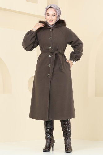 moda selvim Coat 7016TRT545 Brown - Thumbnail