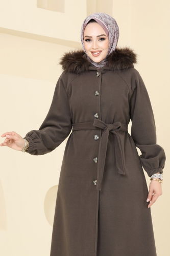 moda selvim Coat 7016TRT545 Brown - Thumbnail