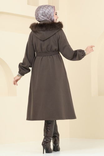 moda selvim Coat 7016TRT545 Brown - Thumbnail