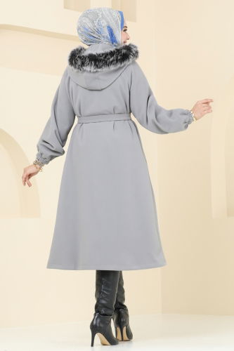 moda selvim Coat 7016TRT545 Gray - Thumbnail