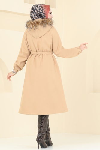 moda selvim Coat 7016TRT545 Latte - Thumbnail