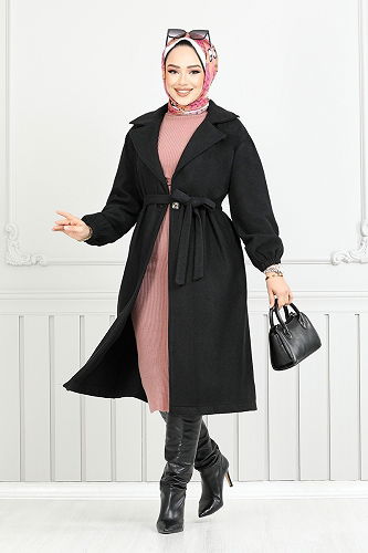 moda selvim Coat 7017TRT1045-M Black - Thumbnail