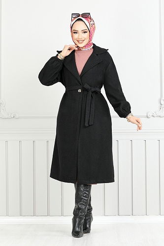 moda selvim Coat 7017TRT1045-M Black - Thumbnail