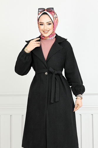 moda selvim Coat 7017TRT1045-M Black - Thumbnail