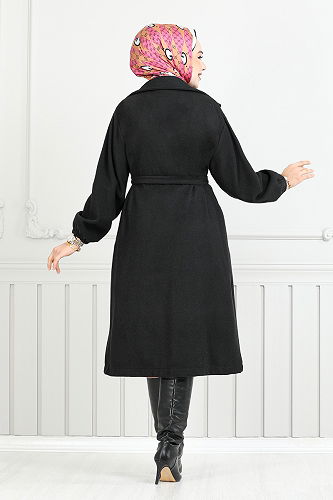 moda selvim Coat 7017TRT1045-M Black - Thumbnail
