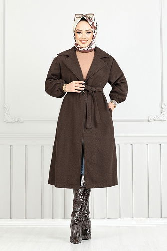 moda selvim Coat 7017TRT1045-M Brown - Thumbnail